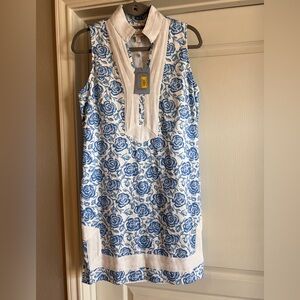 Sail to Sable New With Tags Blue and White Floral Tunic Dress 🌼
